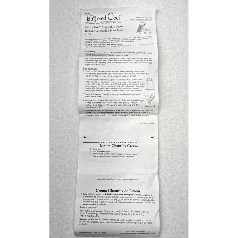 Pampered Chef Microplane Adjustable Grater #1105 USA Stainless Steel